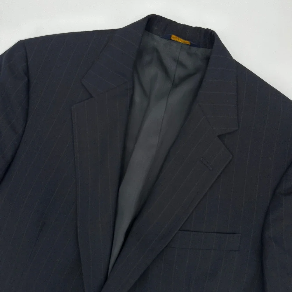 Brooks Brothers Mens Navy‎ Pinstripe Two Button Blazer Sport Coat 44R Old Money